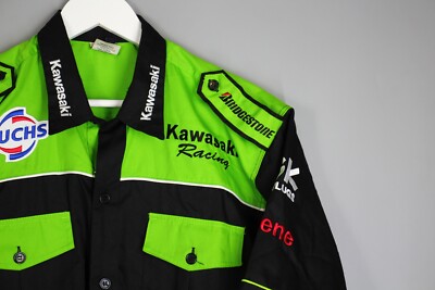 VINTAGE KAWASAKI PIT CREW RACING SHIRT FUCHS BRIDGESTONE SIZE XL