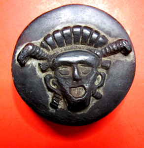 HAND CARVED STONE EAR SPOOL NATIVE AMERICAN S. N. INDIAN AZTEC USED RARE ANTIQUE