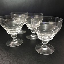 Set of 4 STUART Crystal Cocktail Sherry Glass Chippendale. England. Marked.