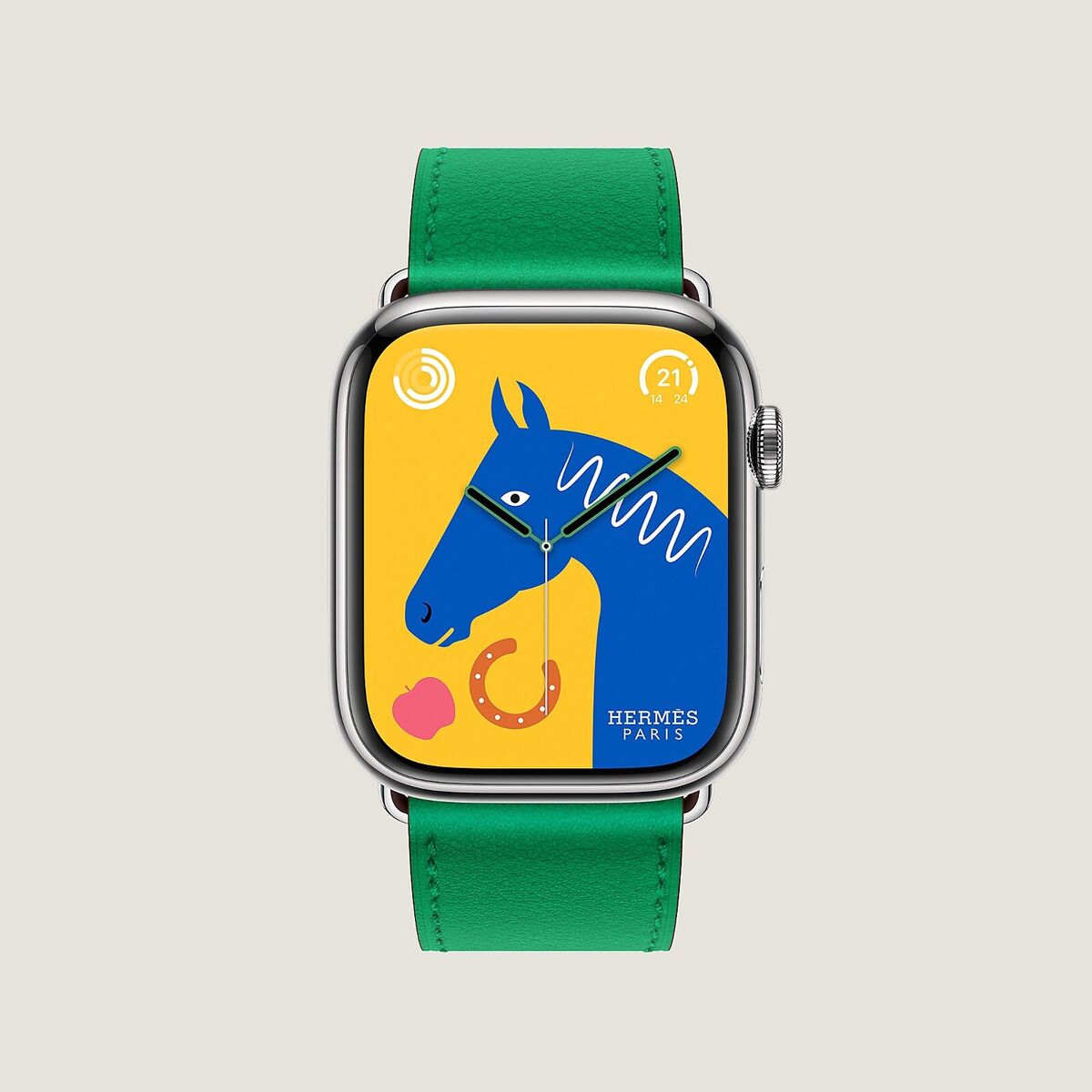 Apple Watch Hermès Single Tour 45 mm Vert Bambou Swift Apple Watch Hermès Single Tour 45 mm Vert Bambou Swift
