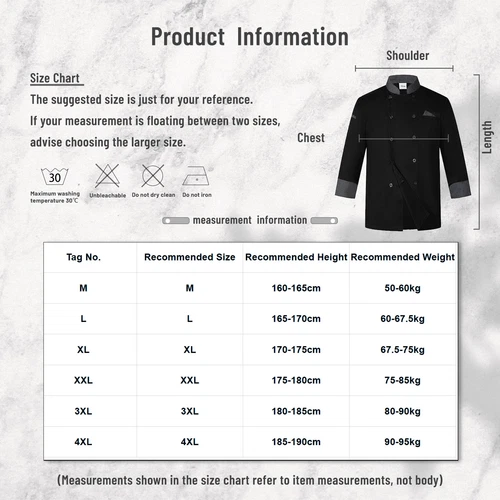 Unisex Long Sleeve Chef Coat Jacket Men Women Kitchen Workwear Cooking Uniform - Picture 12 of 33