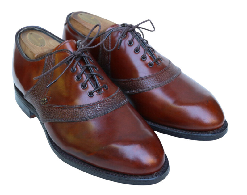 Vtg Footjoy Classics Made in USA Brown Leather Saddle Golf Shoe 57117 Men 8 EEE
