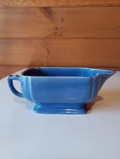 Vtg Homer Laughlin Riviera Harlequin Blue Ceramic Creamer, Art Deco