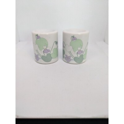Set of 2 Vintage Potpourri Press Jolies Fluers Stoneware Candle Holders NIB