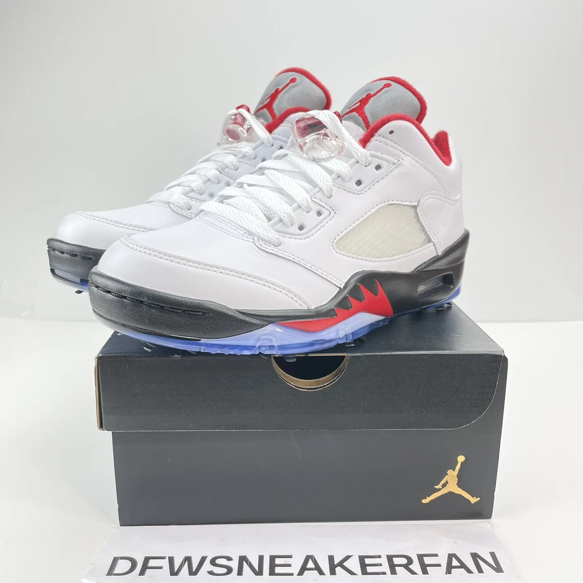 Nike Air Jordan 5 Retro 'Fire Red' Golf CU4523-100 Mens 4.5 / Women’s 6 New