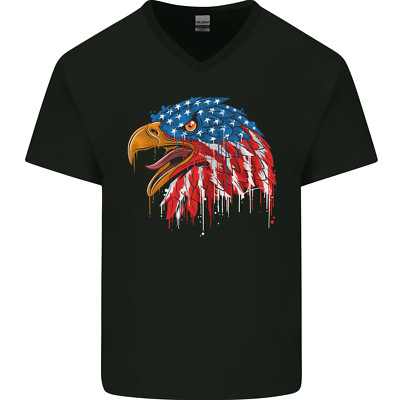 American Eagle USA Flag 4. Juli Herren V-Ausschnitt Baumwoll T-Shirt