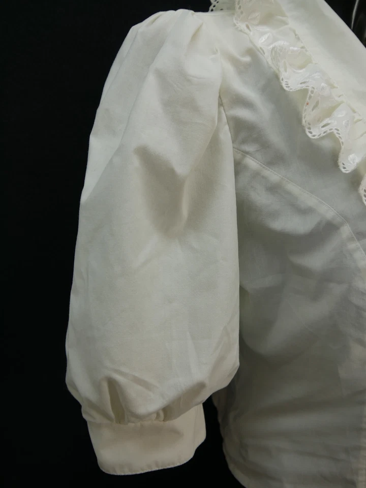 Gr.40 Trachtenbluse weiß Bluse C & A Baumwollmischung Spitze Stickerei TB8679 - Bild 3 von 4