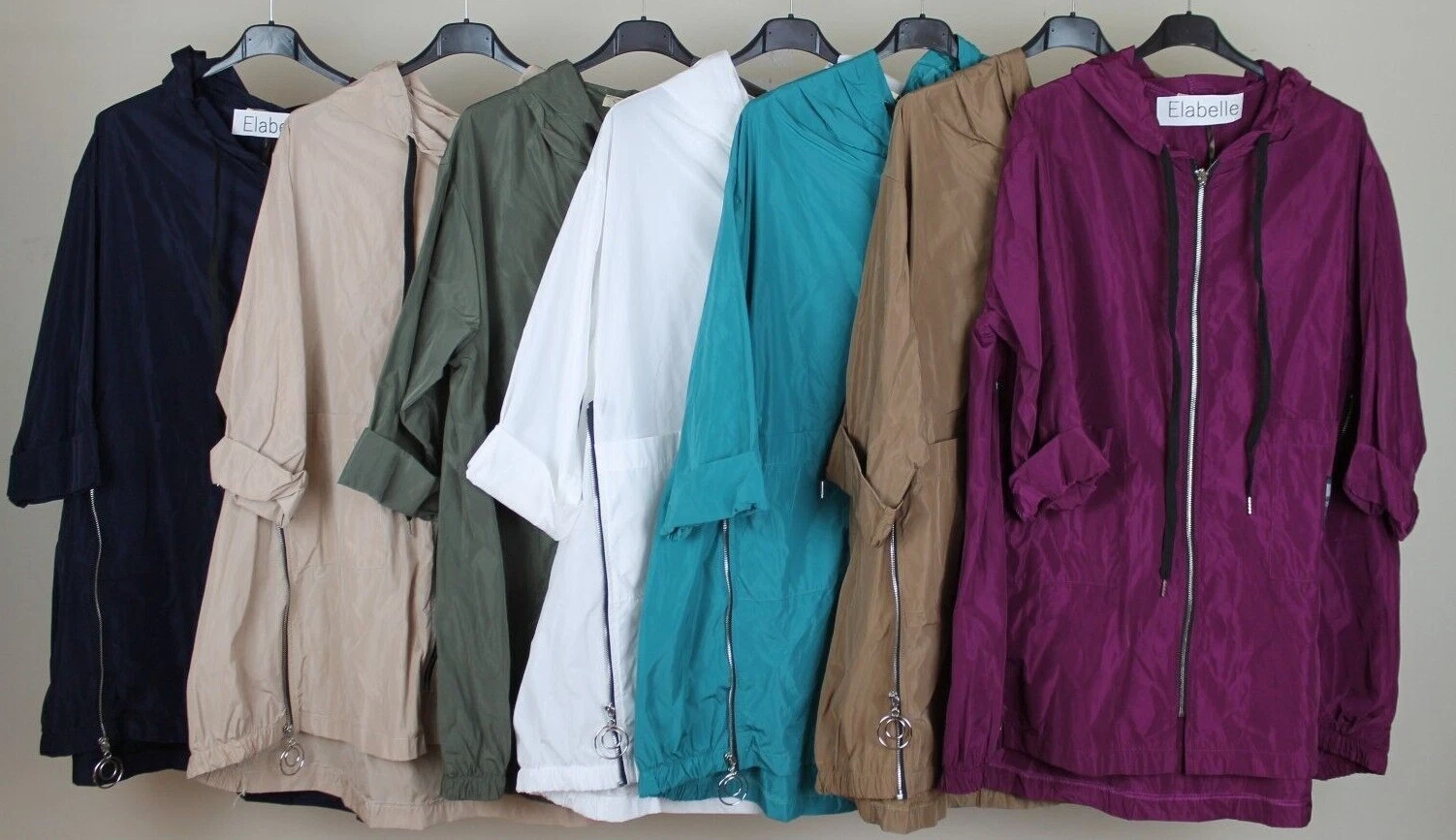 New Ladies Unusual Lightweight Italian Waterproof 2 Pocket Zip Hooded Jacket Mac