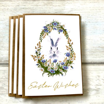 Frohe Ostern Kükenei Umarmungskarten (innen leer) 4er Pack Blumenwünsche Hase