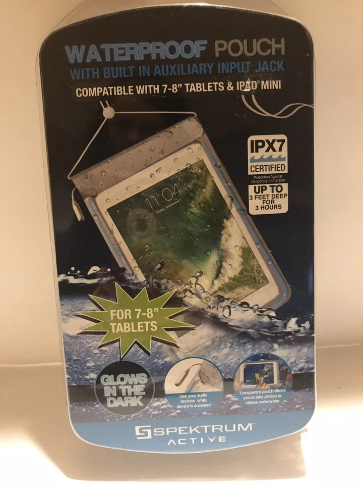 Funda Impermeable Para Tabletas 7-8" o iPad Mini Certificado IPX7 con Puerto Auxiliar BRILLANTE Foto 2 de 3