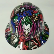 NEW FULL BRIM Hard Hat custom hydro dipped in THE JOKER HAHA FULL COLOR SICK NEW
