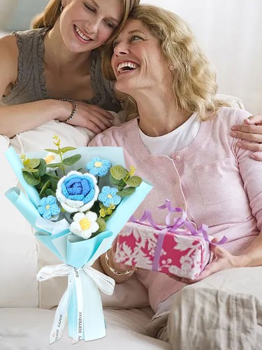 Crochet Flower Bouquet Rose Handmade Knitted Eternal Flowers Bouquet GV - Picture 12 of 18