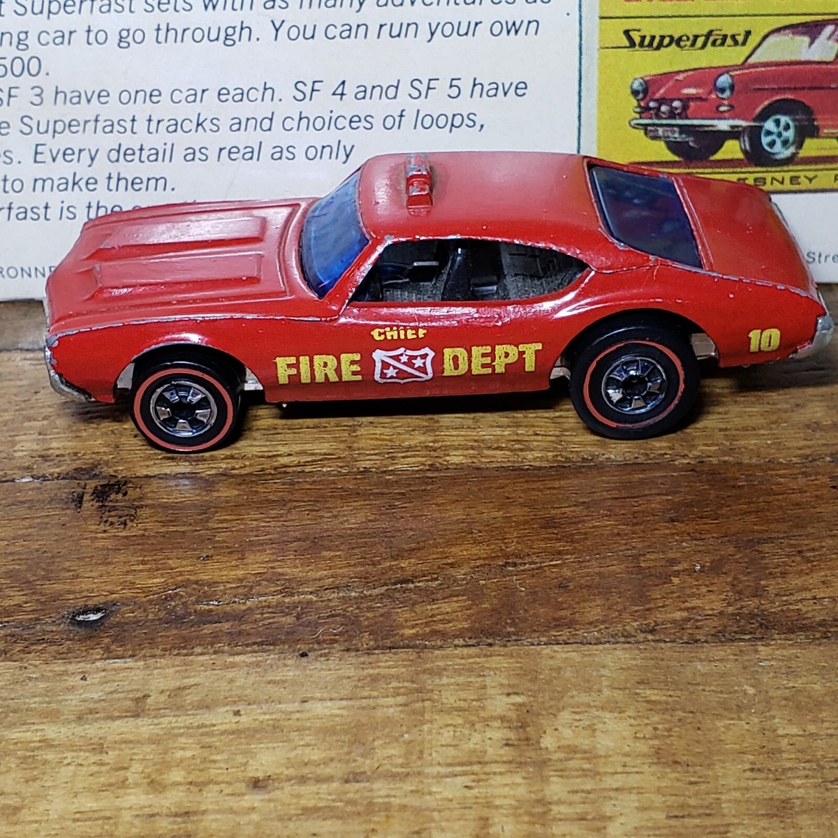 1970 Mattel Hot Wheels Redline Fire Chief Cruiser in Red With Collector's Badge