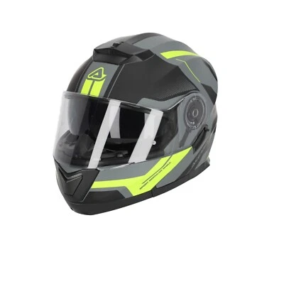 CASCO MOTO ACERBIS SEREL INTEGRALE MODULARE TOURING STRADA NERO E GIALLO FLUO