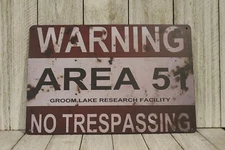 Area 51 Restricted Site Tin Warning Sign Metal  Vintage Style No Trespassing