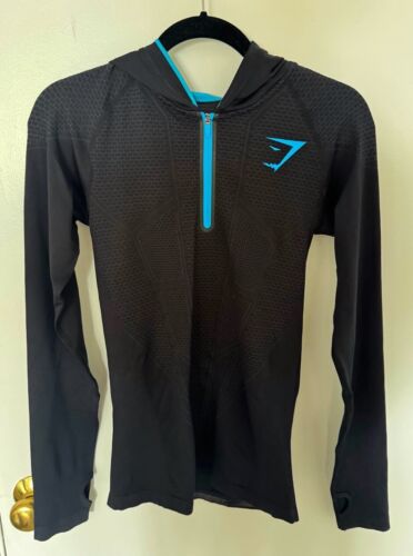 GymShark Onyx V1 Black/Blue Hoodie Size Medium RARE
