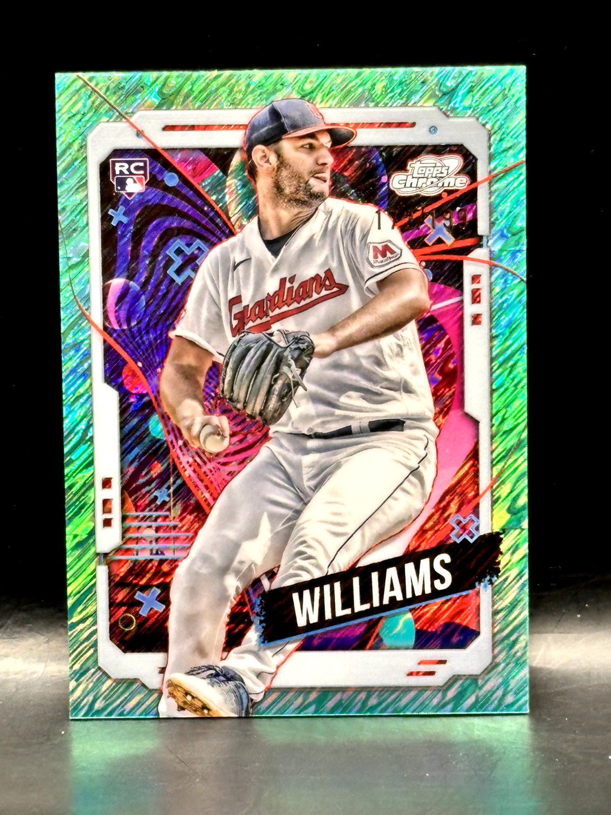 2024 Topps Chrome Cosmic RC Gavin Williams Aqua Equinox Refractor Guardians /199