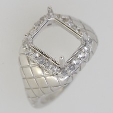 Men's Vintage Style Sterling Silver Semi Mount Ring Setting Emerald OCT 11x9mm