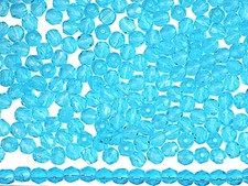 600 Preciosa Czech Glass Fire Polished Round Beads 4mm Aqua, light blue, faceted