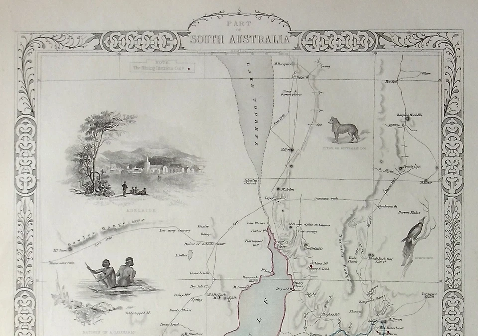 SOUTH AUSTRALIA, KANGAROO ISL, ADELAIDE, original antique map RAPKIN TALLIS 1851 - Image 3 of 4