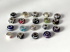 Joblot Sterling Silver 925 & Glass Bracelet Charms Ladies Jewellery 19 Pieces