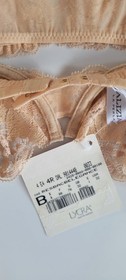 LA PERLA 32B Italia 1 XS camel SHEER & LACE bra & shortie  ELEGANCE set NWT