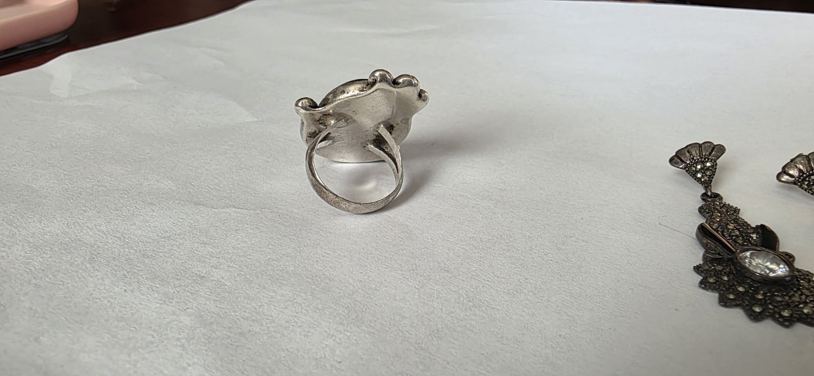 Sterling silver Statement Ring Large Oval Black t… - image 4