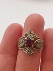 Sterling Silver Vintage Marcasite Garnet Ring, Ring Size N(Missing Stone) R29MY