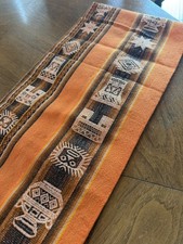 Tejido a Mano Vintage Aguayo, Lana de Oveja Boliviana Infinity Bufanda, Naranja Quemado