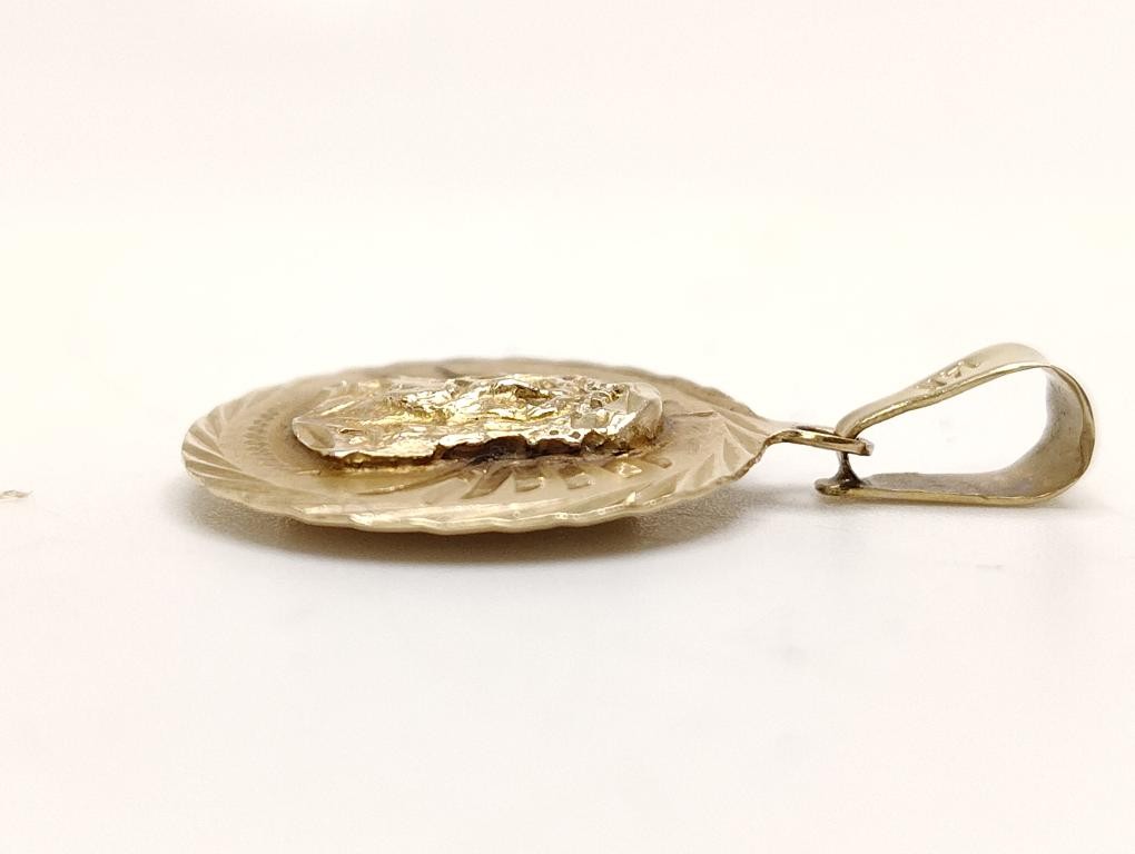 10K Yellow Gold Solid Double Sided Pendant 3.73G … - image 2