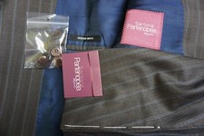 Sartoria Partenopea Brown Striped S160s Wool 2 Pc Suit Jacket Pants 46R 56EU NEW