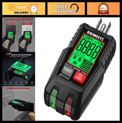 GFCI Outlet Tester with LCD Display, 3-Prong Wiring Detector, Voltage Checker To