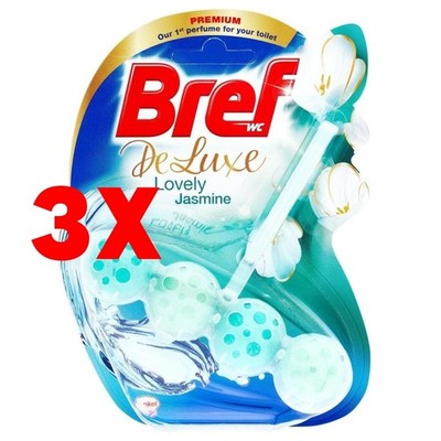 3 X Bref Tavoletta Wc Solida 4 Palline Deluxe Jasmine Profumatore Water