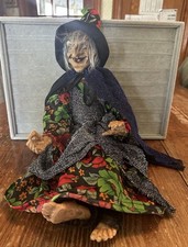 Vintage Halloween Decorative kitchen witch sitting doll 18  