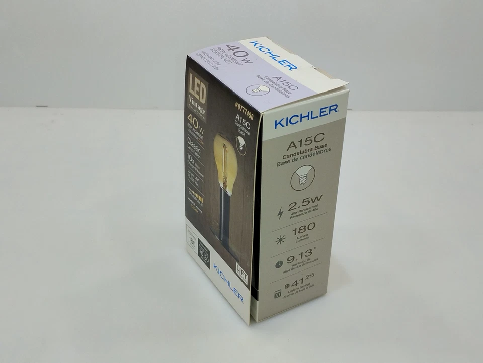 Edison 40W Dimmable LED Light Bulb Kichler Vintage Collection A15C Candelbra - Image 2 of 4