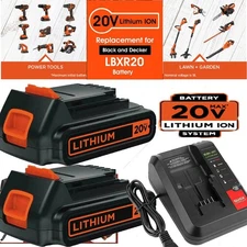 20V for Black&Decker 20 Volt MAX 1.5Ah Lithium Battery/Charger LBXR20 LB20 LBX20