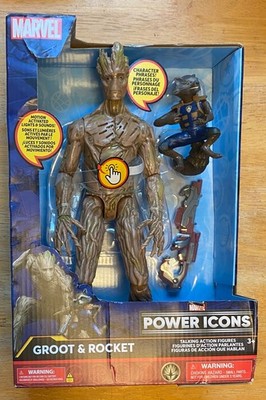 NEW Disney Marvel Power Icons Talking Groot and Rocket Action Figures Guardians