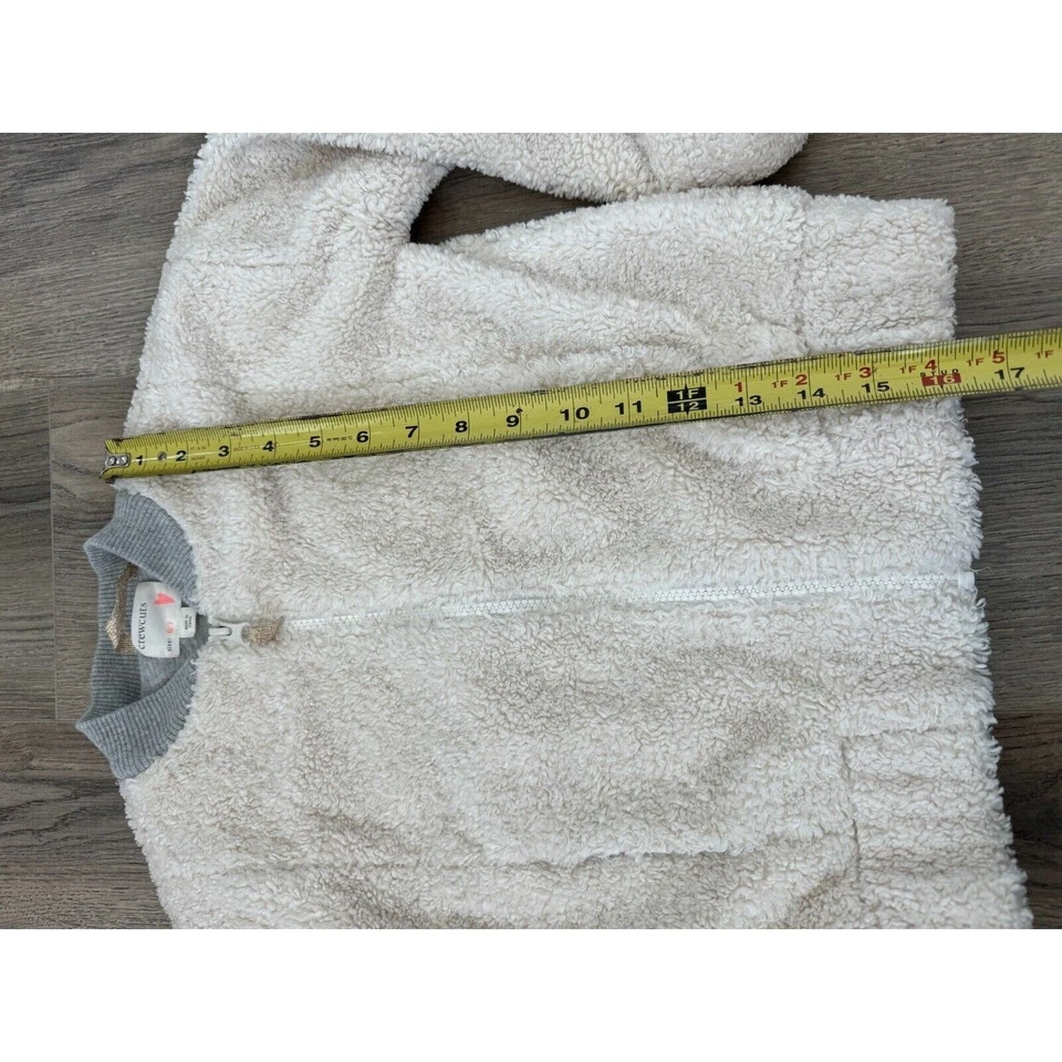 Chaqueta Crewcuts Niñas 6 7 Años Sherpa Peluche Abrigo Gris Crema Foto 2 de 4