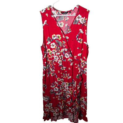 Mlle Gabrielle Dress Women's 3X V-Neck Floral Wrap Sleeveless Casual Summer
