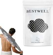 Exfoliating Shower Towel 47", Premium Scrub Wash Cloth for Body Face, 2-in-1