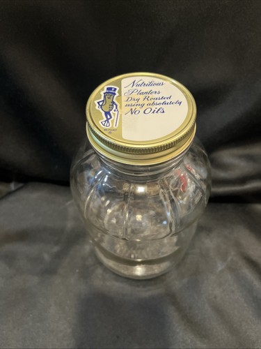 Vintage Pflanzgefäße Mr. Peanut trocken geröstet 1 Gallone Glas mit Metalldeckel Kanister