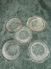5 Jeanette Iris and Herringbone Clear depression glass dessert plates round 6 in