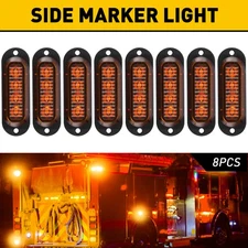 4-LED Side Marker Amber Lights Clearance Light Truck Trailer RV Waterproof 2Set