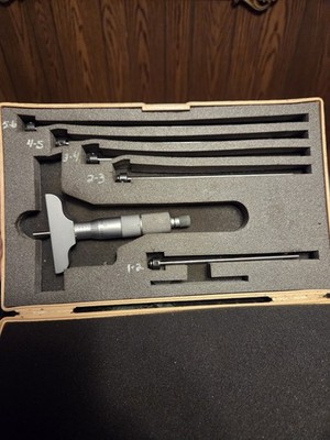 Vintage Mitutoyo Mechanical Depth Micrometer Set 