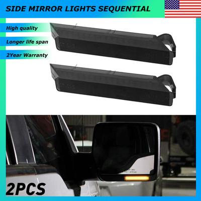 2* Amber LED Side Mirror Marker Lights Switchback For Ford & Lincoln Smoked Lens