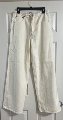 Women s Daze Cream Jeans High Waisted Wide Leg Size 27