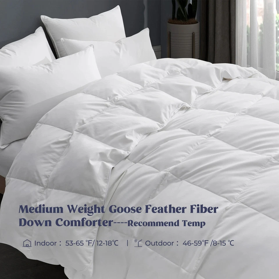 All Season White Goose Feather Down Comforter Duvet Insert - Image 3 of 4