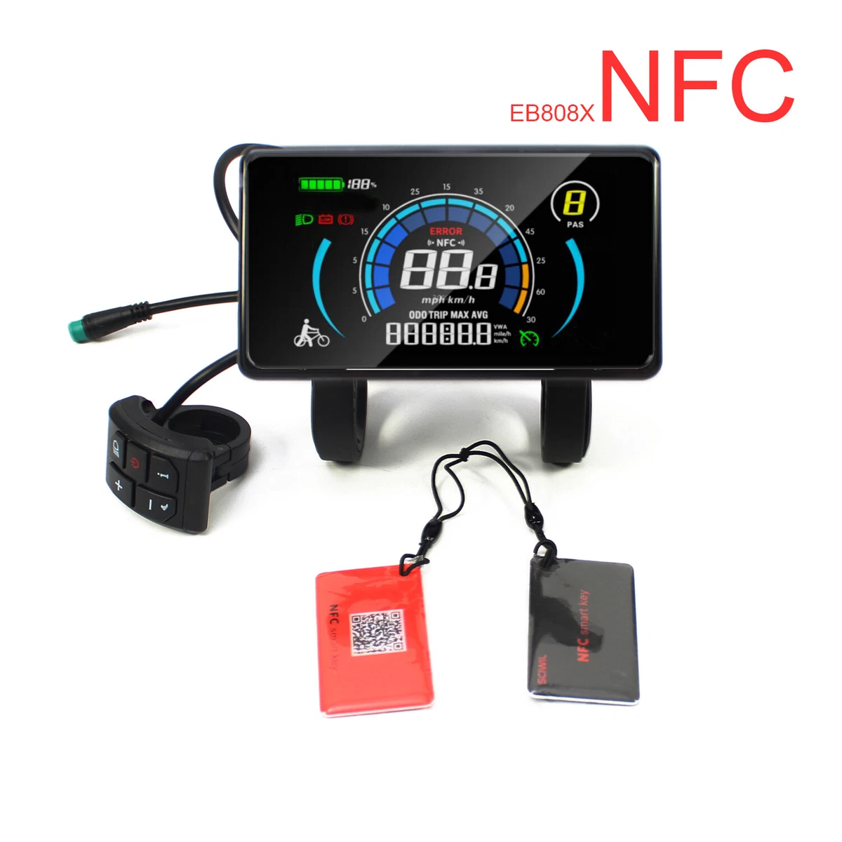 Compteur LCD Vélo électrique 24V-72V – écran Couleur Avec NFC, Contrôle De Vitesse/puissance