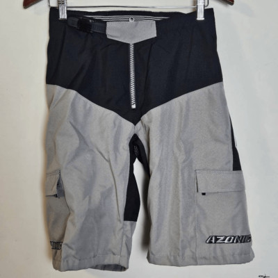 Azonic MTB Downhill Riding Shorts Racing Cycling Shorts Grey Black Padded Waist