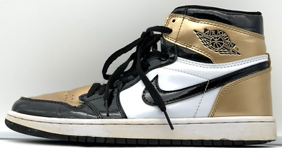 Size 8.5  Jordan 1 Retro High NRG Gold Toe 2018 Patent Black White Mens Air